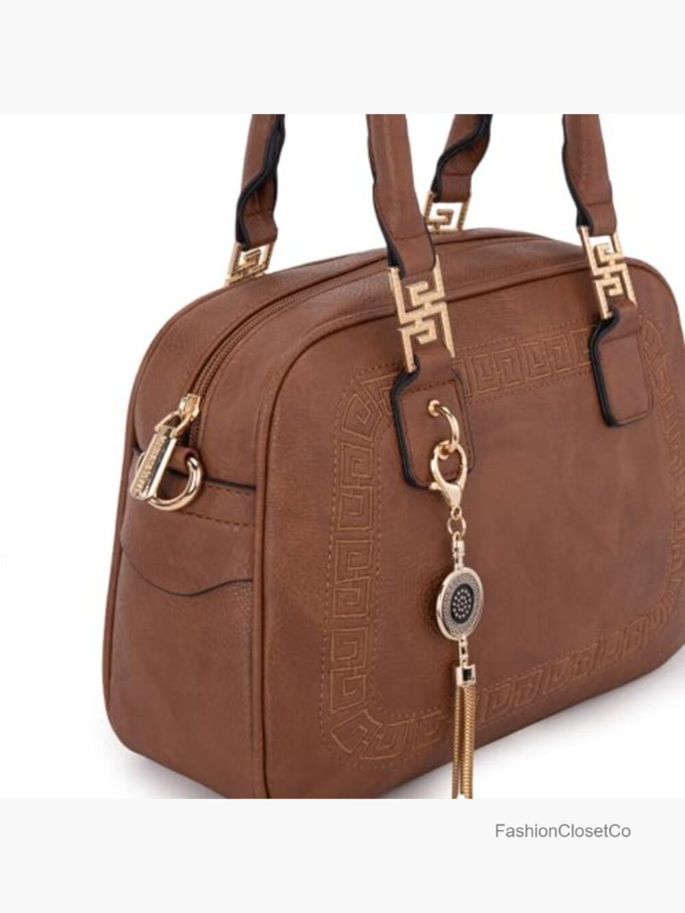 Small Crossbody Satchel Handbag with Detachable Strap Vegan Leather - Picture 4 of 7